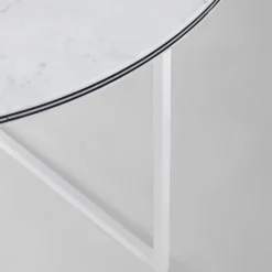 Tavolino da caffè rotondo Fillo in marmo bianco di Carrara