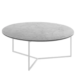 Tavolino da caffè rotondo Fillo in marmo bianco di Carrara