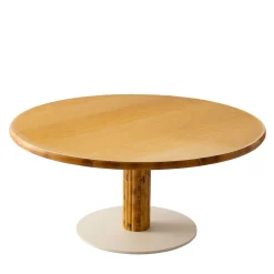 Tavolino da Caffè Rotondo in Bambù e Legno Baobab