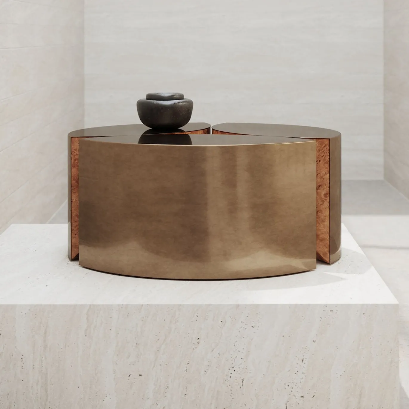 Tavolino da caffè rotondo in bronzo JeanJean