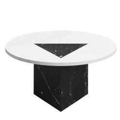 Tavolino da caffè rotondo in marmo nero e bianco Modern M di Lorenzo Zaccarin