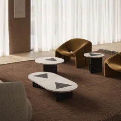Tavolino da caffè rotondo in marmo nero e bianco Modern M di Lorenzo Zaccarin