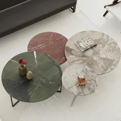 Tavolino da caffè rotondo Origo in marmo Jasper rosso