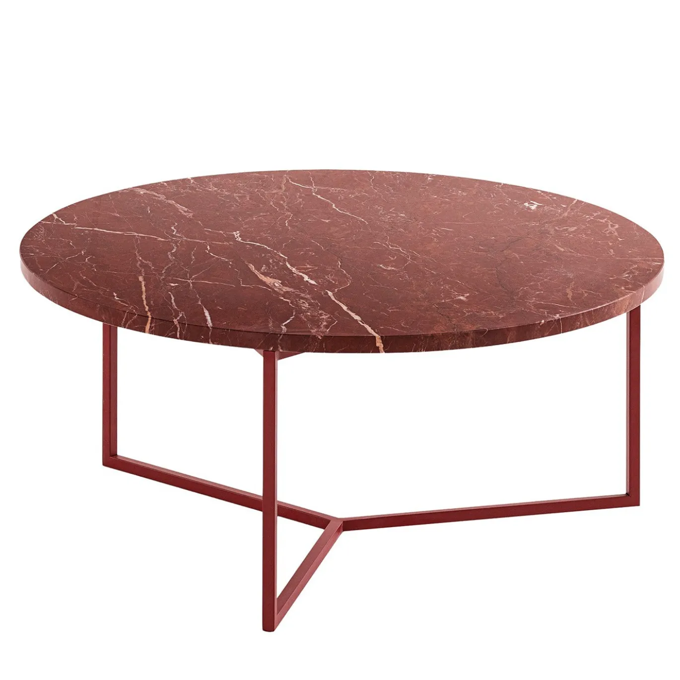 Tavolino da caffè rotondo Origo in marmo Jasper rosso