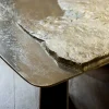 Tavolino da caffè scultoreo in ottone fuso Stoneage