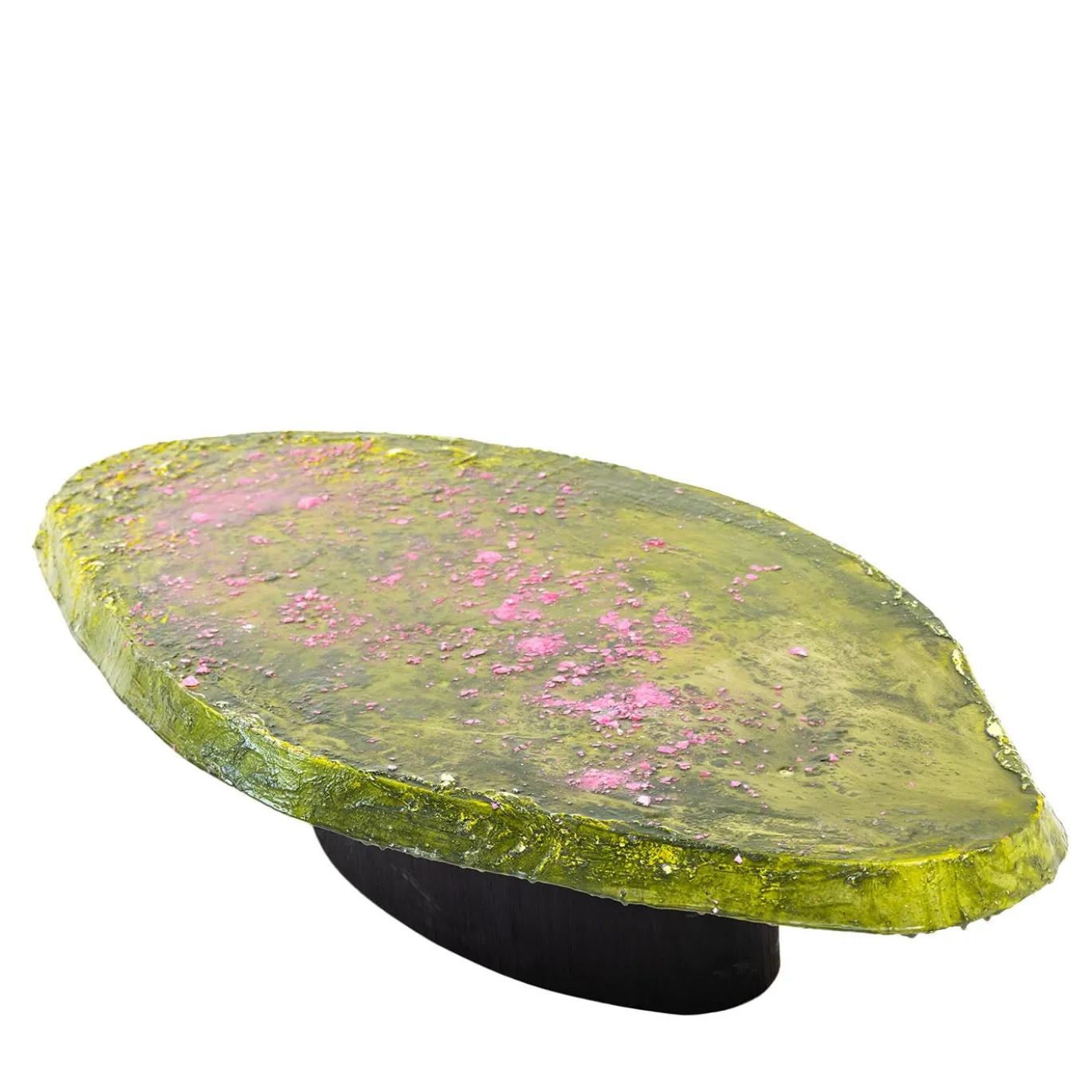 Tavolino da caffè scultoreo ovale Alae verde