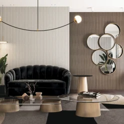Tavolino da caffè Tholos Beige con piano in Gres Nero