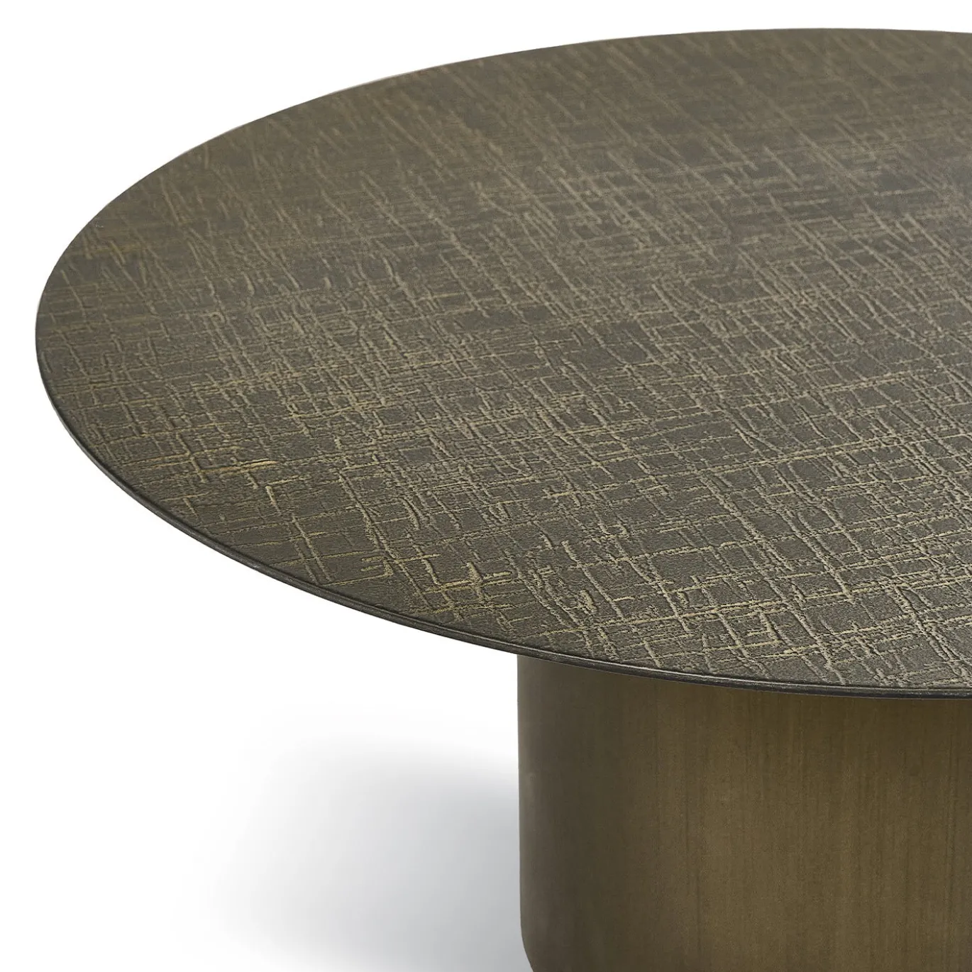 Tavolino da caffè Torre 700 con top in resina coccodrillo bronzo