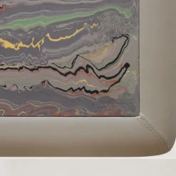 Tavolino Dolcevita in pelle e ceramica beige