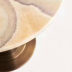 Tavolino Drum in bronzo e onice verde caff�