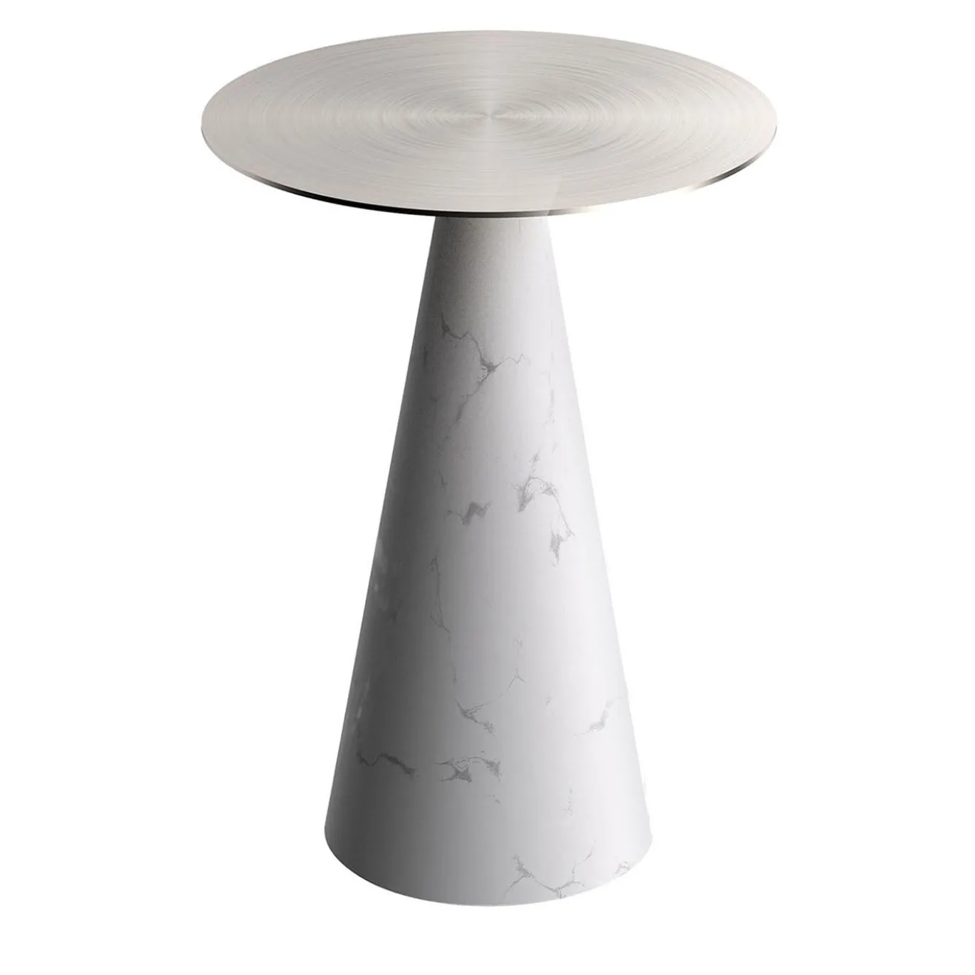 Tavolino Ed071 in Marmo Bianco e Metallo Argento