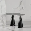 Tavolino Ed071 in marmo nero e metallo argento