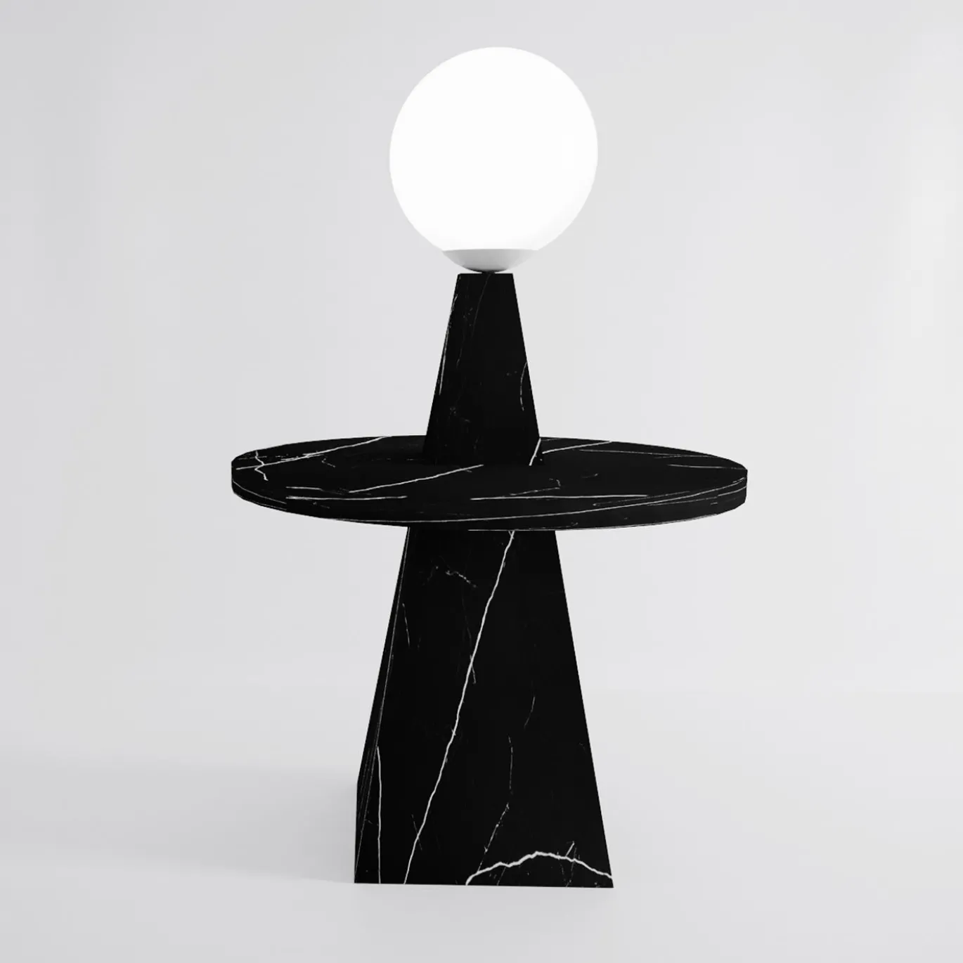 1512 Tavolino e lampada da terra in marmo nero di Sissy Daniele