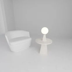 1512 Tavolino e lampada da terra in marmo bianco di Sissy Daniele