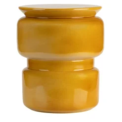Tavolino Elya Scultoreo in ceramica giallo senape
