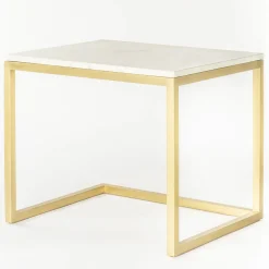 Tavolino Esopo bianco e ottone di Antonio Saporito