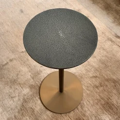 Tavolino Ester in Galuchat e Pelle Marrone