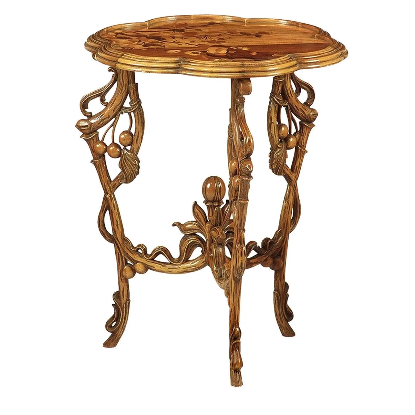 Tavolino floreale in stile Art Nouveau francese di Emile Gallè