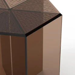 Tavolino Frank 3 in vetro Bronzo e motivo a freccia