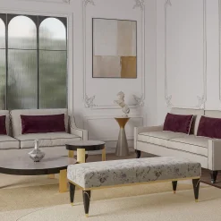 Tavolino grigio e beige con decorazione in foglia d'oro dalla collezione Studio Privè