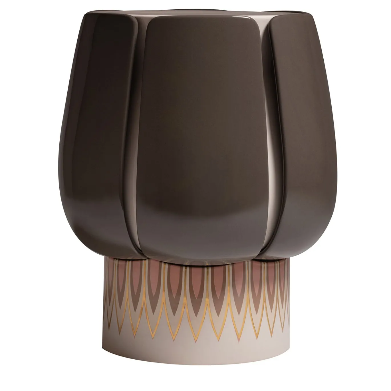 Tavolino in ceramica marrone Lotus Greyhound di Sara Ricciardi