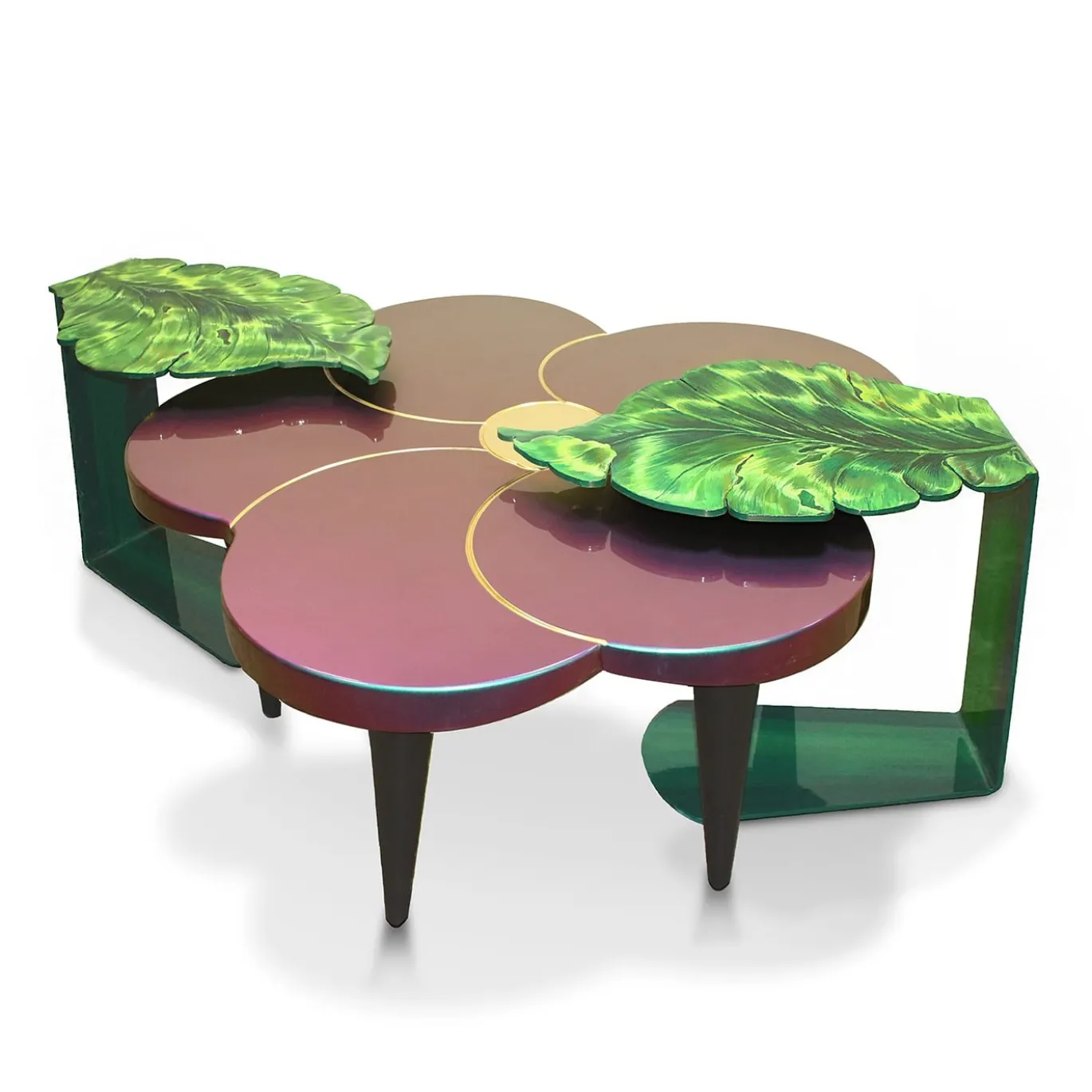 Tavolino in legno a forma di fiore Tiaré Chameleon di C. Rampazzi