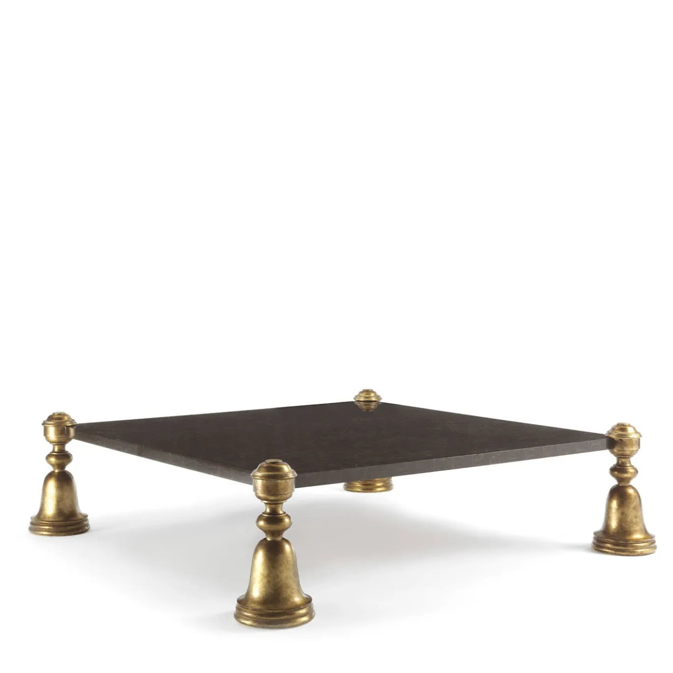 Tavolino in legno di palma e foglie d'oro