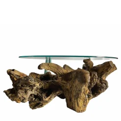Tavolino in legno e vetro Scultura del Mare di Pietro Meccani