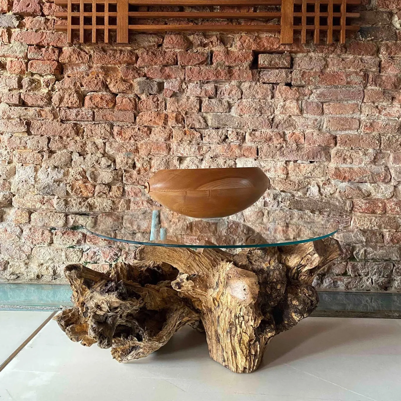 Tavolino in legno e vetro Scultura del Mare di Pietro Meccani