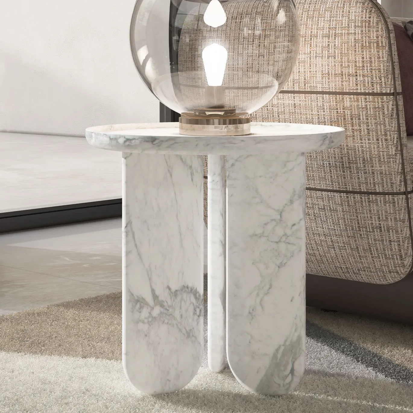 Tavolino in marmo bianco Statuarietto