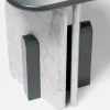Tavolino In Marmo Super White con Top Laccato Grigio Nardo Lucido