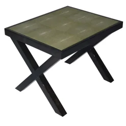 Tavolino in pelle verde zigrino