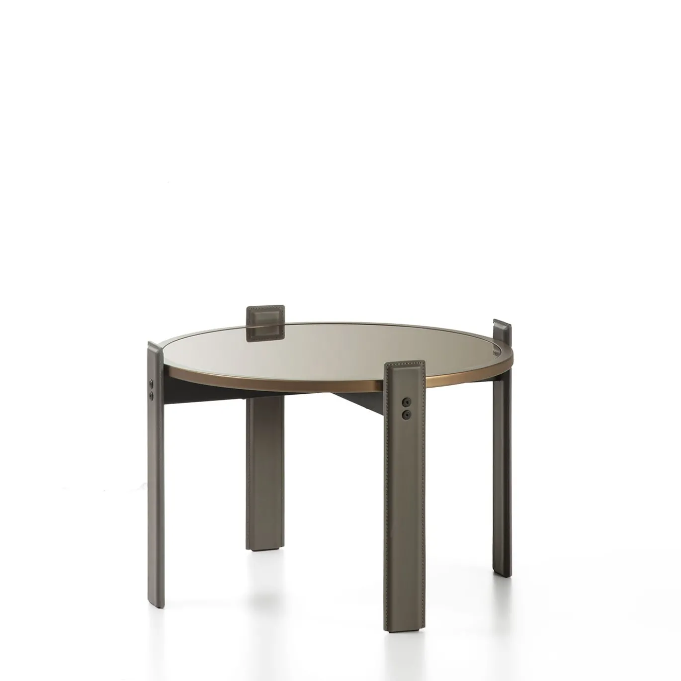 Tavolino Ionio Rotondo Grande in Bronzo e Grigio