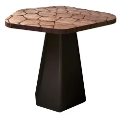 Tavolino Kiro alto in noce Canaletto con base laccata bronzo
