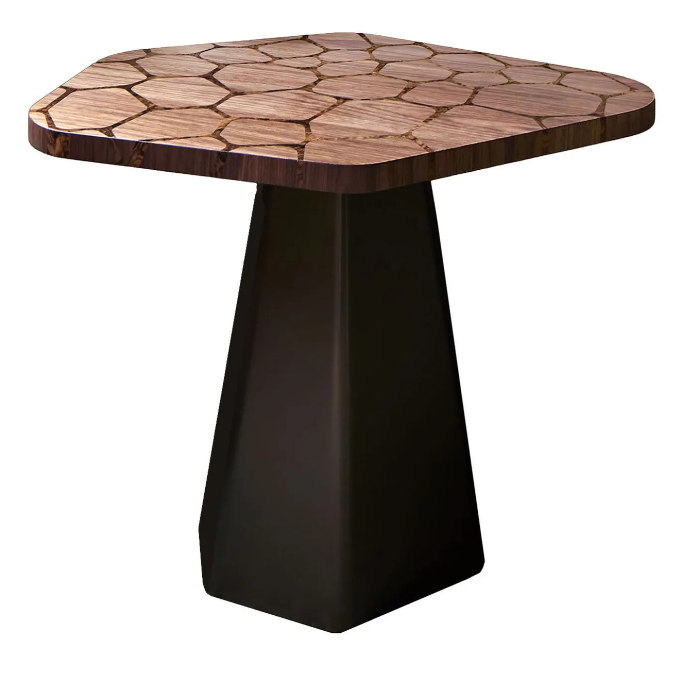 Tavolino Kiro alto in noce Canaletto con base laccata bronzo