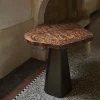 Tavolino Kiro medio in noce Canaletto con base laccata bronzo