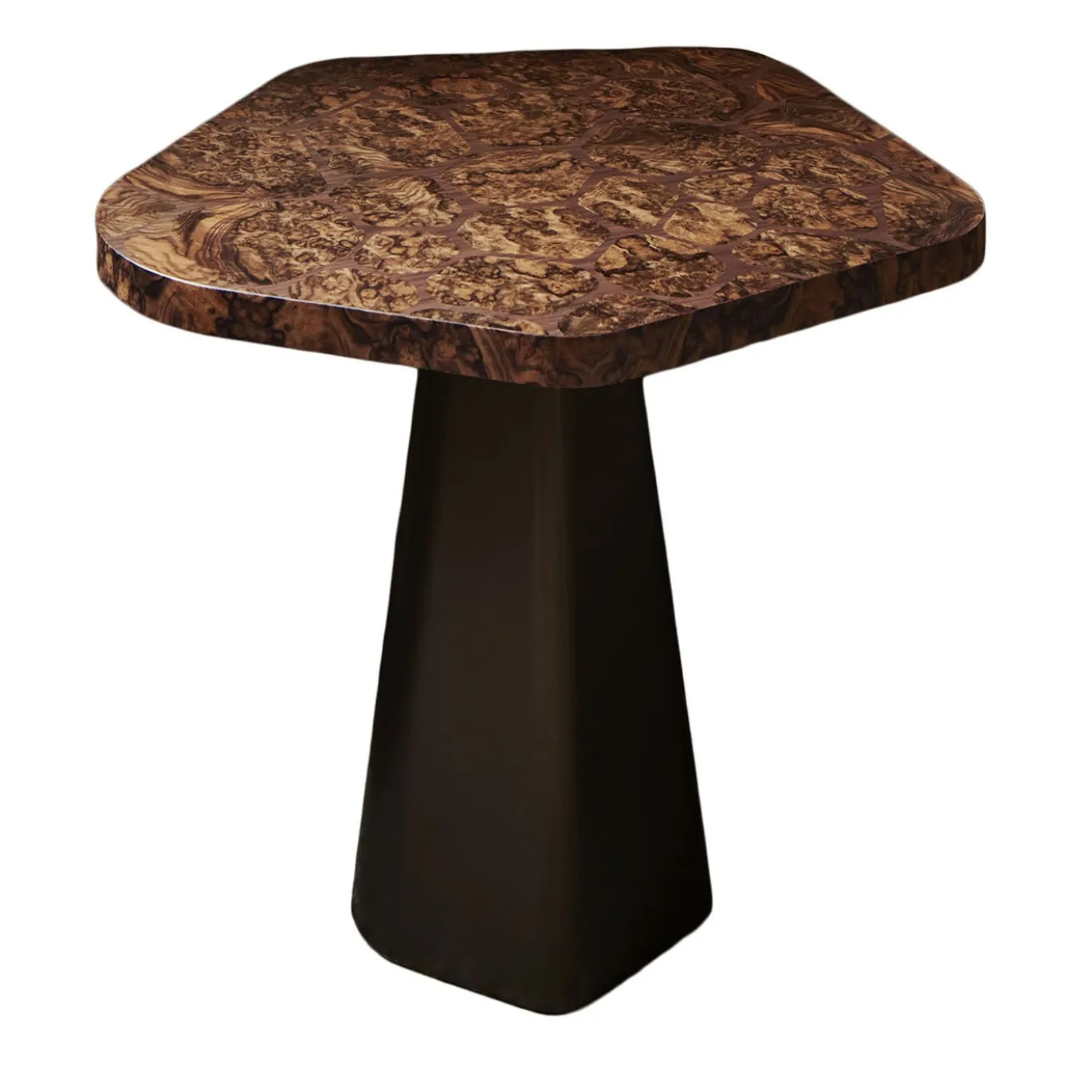 Tavolino Kiro medio in noce Canaletto con base laccata bronzo