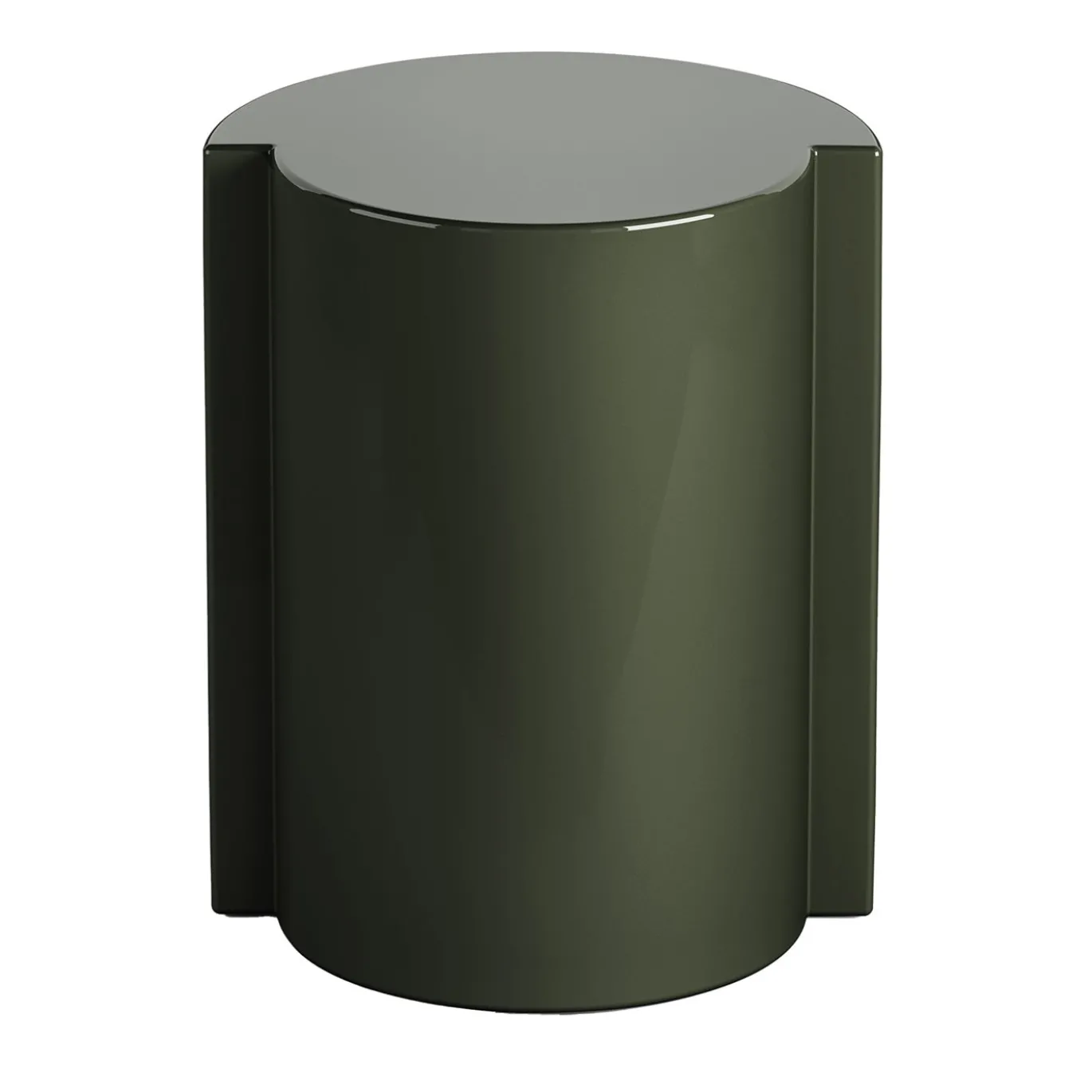 Tavolino laterale cilindrico lucido verde oliva Lei