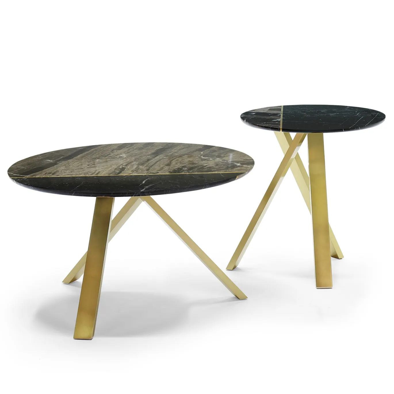 Tavolino laterale con gambe in metallo Meridian e top in marmo