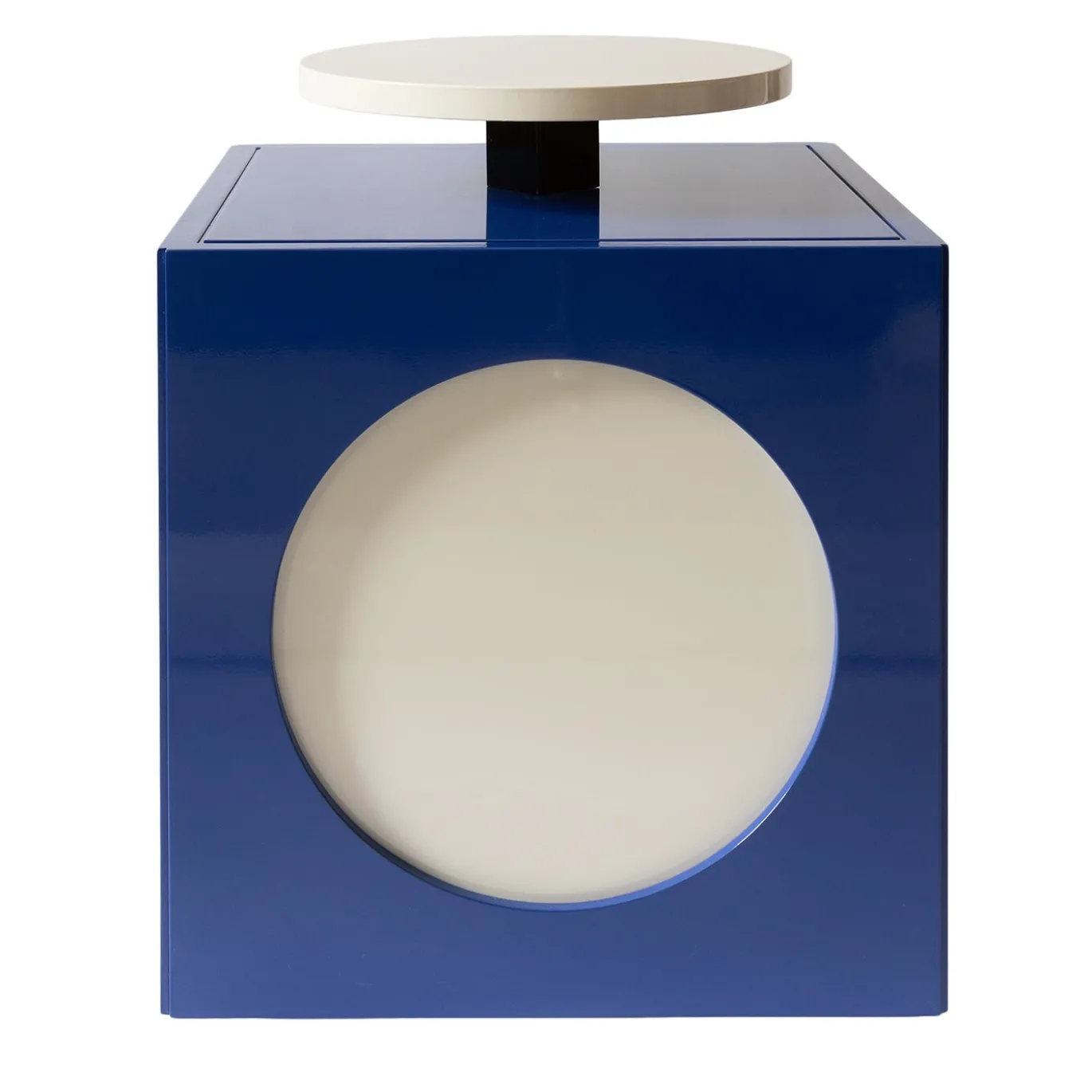 Tavolino laterale Cube Blu e Bianco Lucido Toy Boy