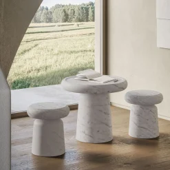 Tavolino laterale grande in marmo Gioia bianco Nissa di Ivan Colominas