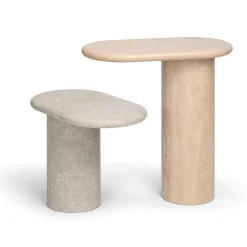 Tavolino laterale in marmo travertino ovale beige Cantilever L