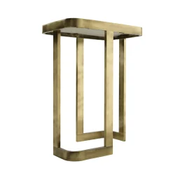 Tavolino laterale Jean con struttura in ottone e piano in marmo Calacatta
