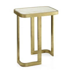 Tavolino laterale Jean con struttura in ottone e piano in marmo Calacatta