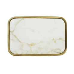 Tavolino laterale Jean con struttura in ottone e piano in marmo Calacatta
