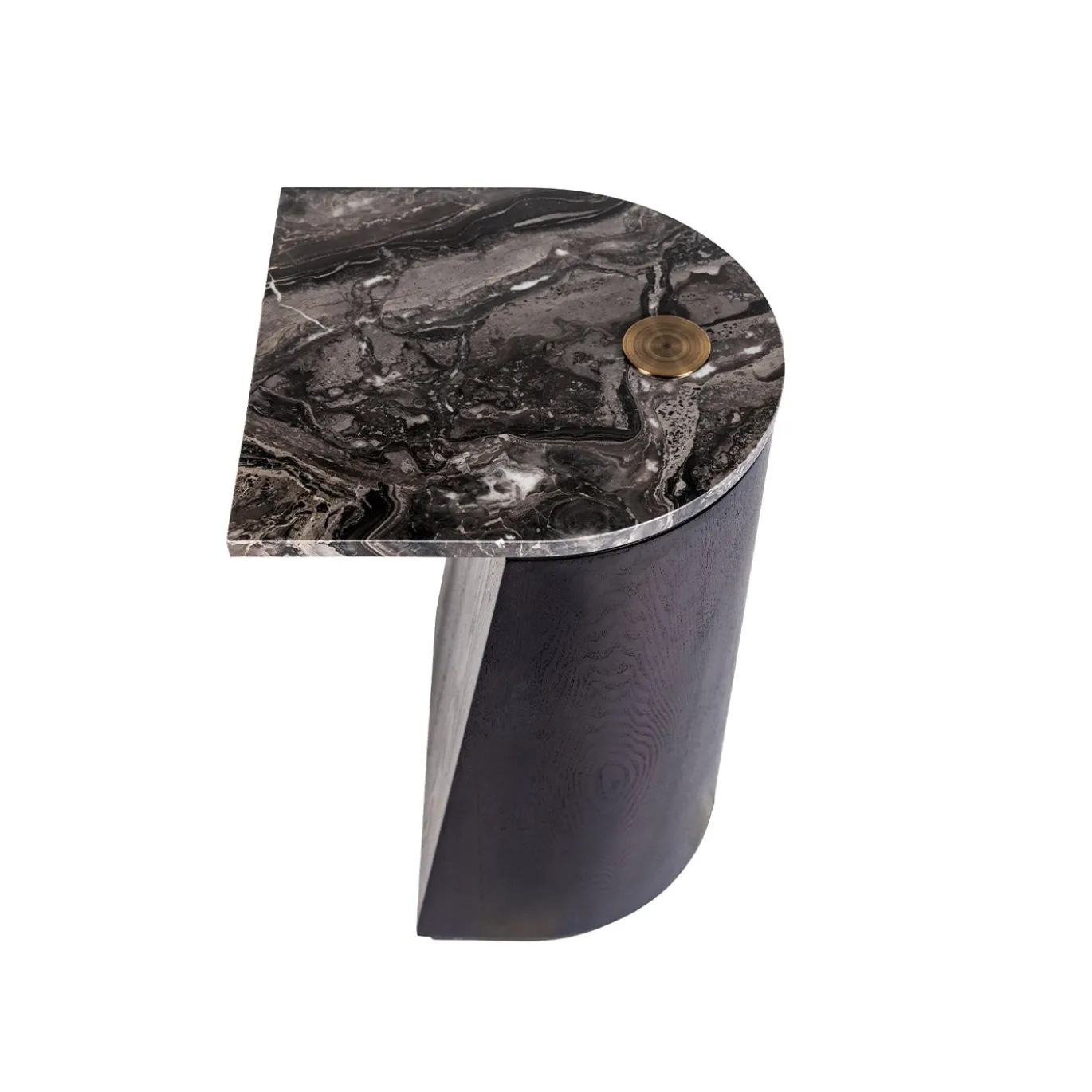 Tavolino laterale Rebel in marmo nero e legno