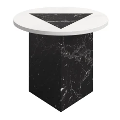 Tavolino laterale rotondo in marmo nero e bianco Modern S di Lorenzo Zaccarin