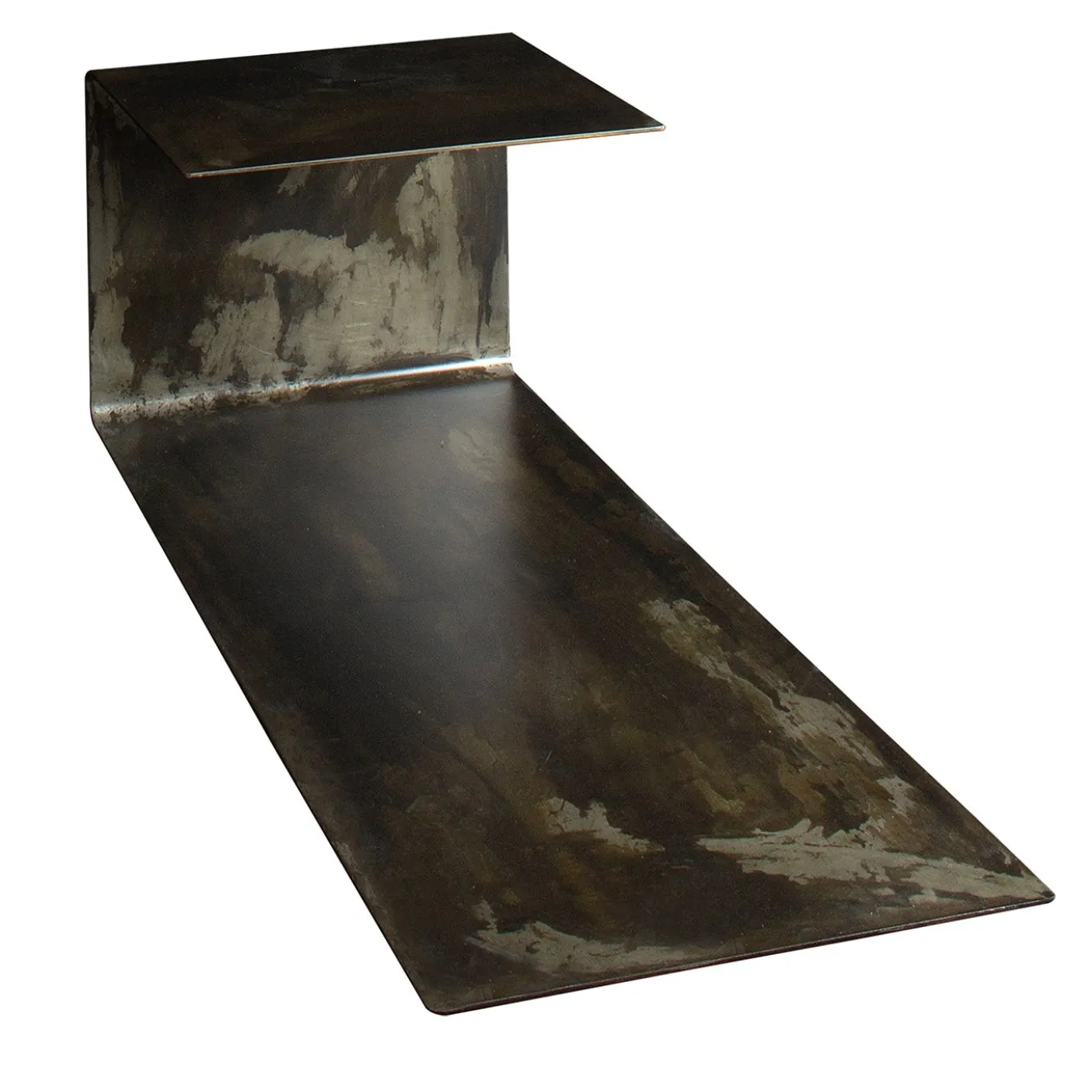 Tavolino Laterale Terra in Acciaio Grigio con Luce LED