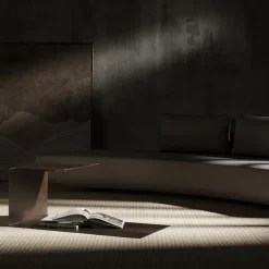 Tavolino Laterale Terra in Acciaio Grigio con Luce LED