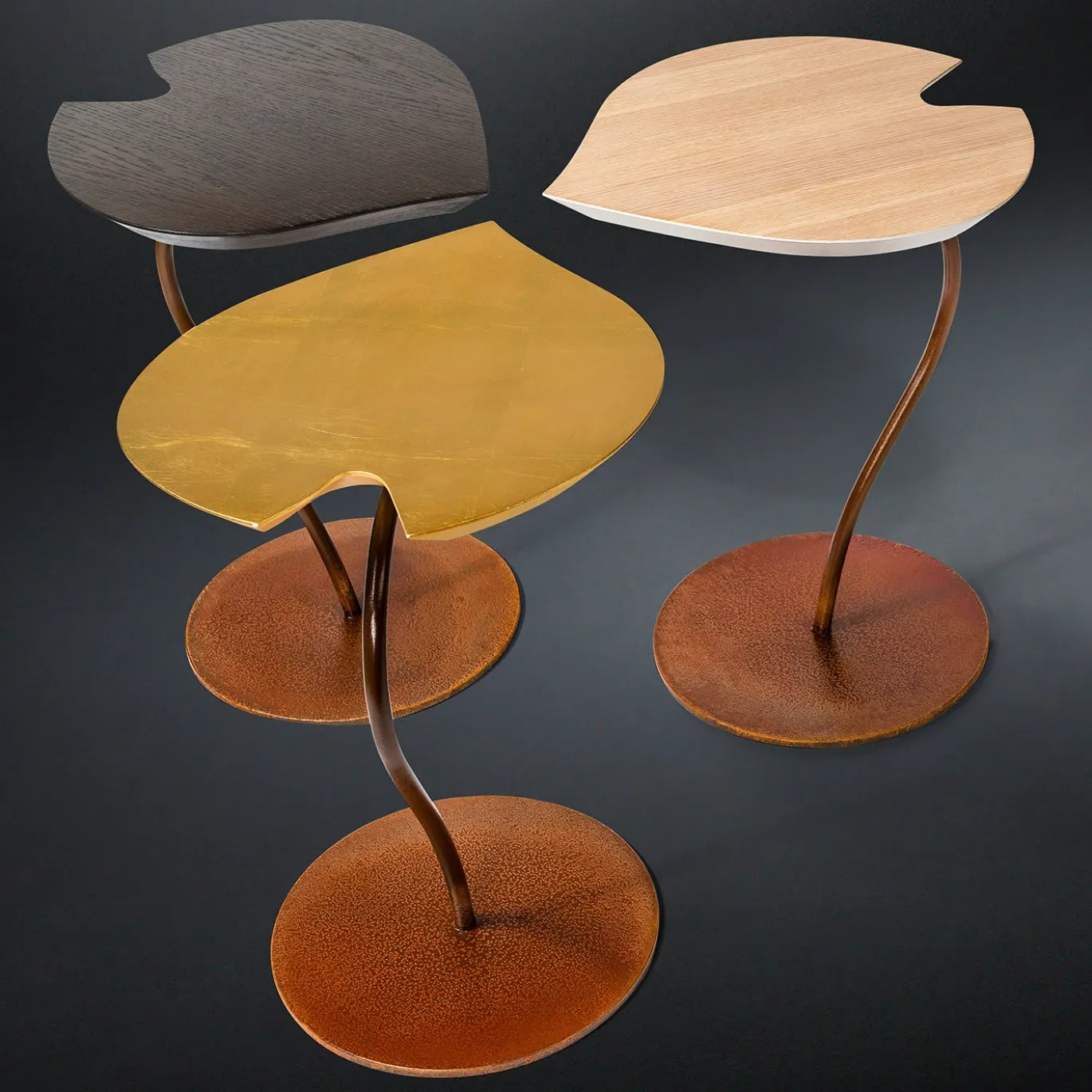 TAVOLINO LEAF CON TOP IN ROVERE SBIANCATO